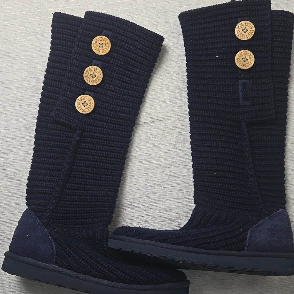 Ugg Navy Blue Cardy‎ Knit Tall Boots